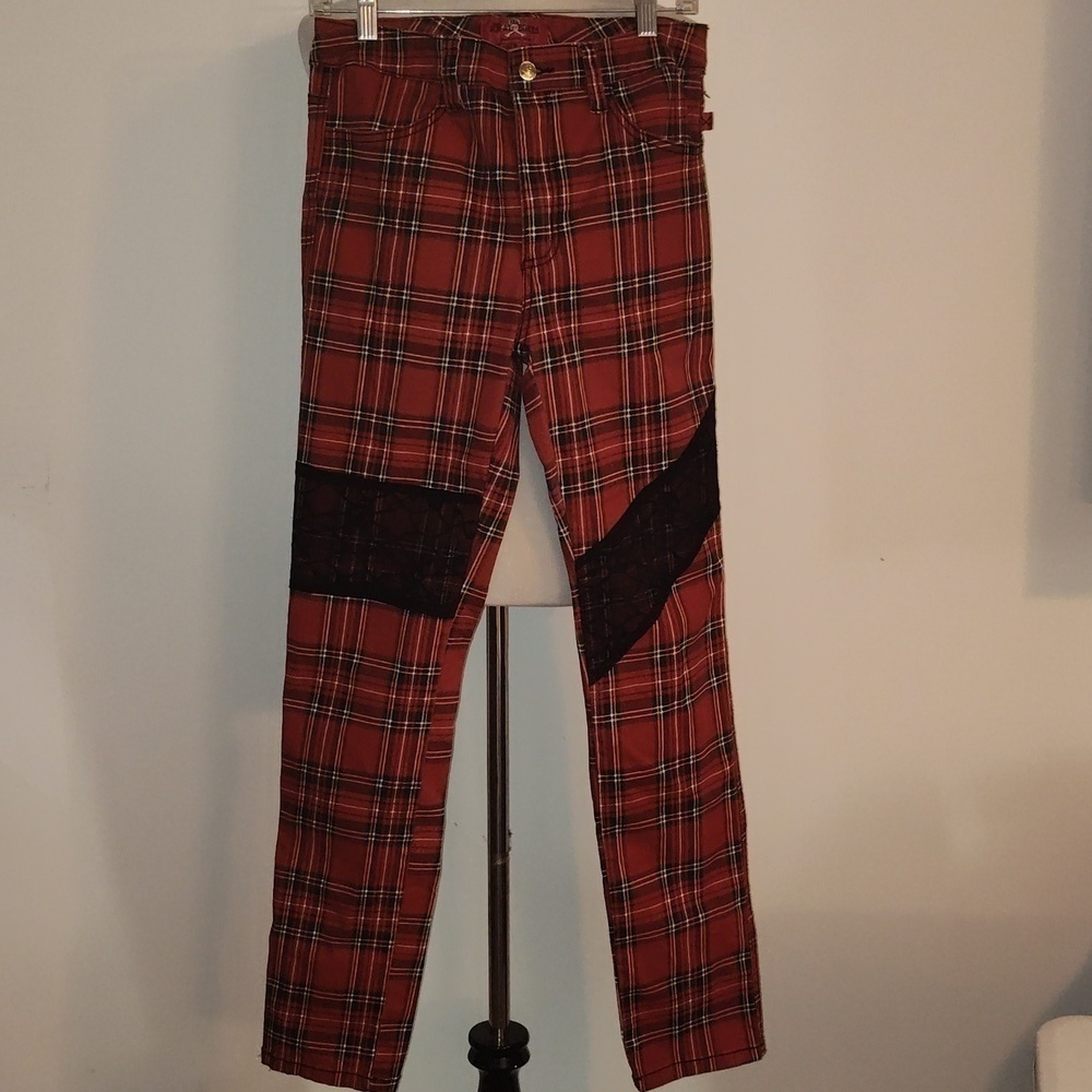 Royal Bones  made by tripp red plaid with black lace pants size 11